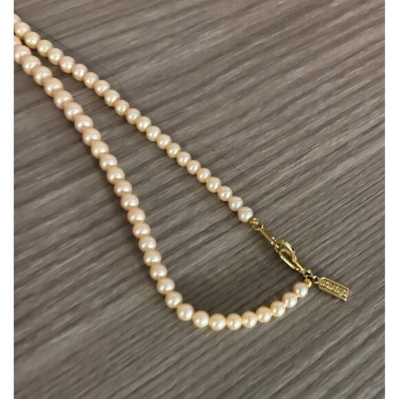 Marvella Faux Pearl Necklace With Gold-Tone Clasp & Tag Vintage Beaded Jewelry - Picture 5 of 11